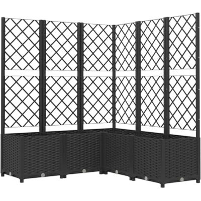 vidaXL Jardinière avec Treillis Lit Surélevé Pot à Plantes Boîte à Fleurs Jardin Patio Entrée Terrasse Extérieur Noir 120x120x136 cm PP vidaXL Jardinière avec Treillis Lit Surélevé Pot à Plantes Boîte à Fleurs Jardin Patio Entrée Terrasse Extérieur Noir 120x120x136 cm PP