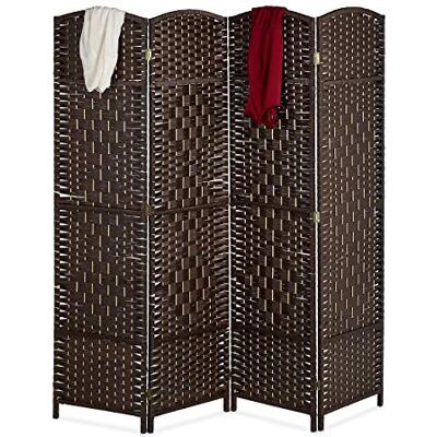 Relaxdays Paravent intérieur, 4 parties, HxL 170 x 160 cm, séparateur pliable, bois & corde papier, brise-vue, brun Relaxdays Paravent intérieur, 4 parties, HxL 170 x 160 cm, séparateur pliable, bois & corde papier, brise-vue, brun