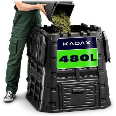 KADAX Composteur noir Composteur rapide en plastique résistant aux intempéries Avec couvercle rabattable 480 l KADAX Composteur noir Composteur rapide en plastique résistant aux intempéries Avec couvercle rabattable 480 l