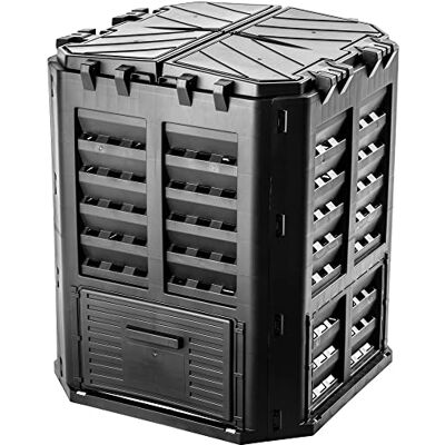 KADAX Compost Système de compostage noir, composés en plastique, compost thermique résistant au climat avec couvercle pliable (360 l) KADAX Compost Système de compostage noir, composés en plastique, compost thermique résistant au climat avec couvercle pliable (360 l)