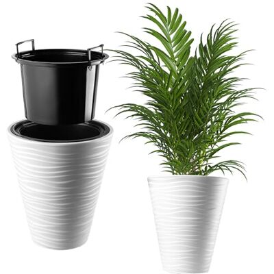 KADAX Pot de fleurs rond pour intérieur et extérieur En plastique résistant aux intempéries Pour fleurs, maison, jardin, balcon Diamètre 30 cm Blanc KADAX Pot de fleurs rond pour intérieur et extérieur En plastique résistant aux intempéries Pour fleurs, maison, jardin, balcon Diamètre 30 cm Blanc