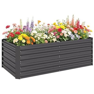 Outsunny Carré Potager de Jardin rectangulaire Tubes de renforcement Acier galvanisé 180 x 90 x 59 cm Gris foncé Outsunny Carré Potager de Jardin rectangulaire Tubes de renforcement Acier galvanisé 180 x 90 x 59 cm Gris foncé