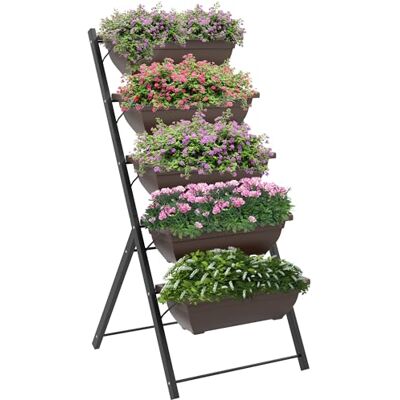 Outsunny Jardinière Surélevée avec Étages Verticale Cadre en Acier Marron Outsunny Jardinière Surélevée avec Étages Verticale Cadre en Acier Marron