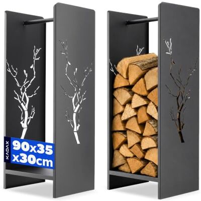 KADAX Étagère à bûches de cheminée en acier robuste, support noir étagère revêtue par pulvérisation (30 x 35 x 90 cm) KADAX Étagère à bûches de cheminée en acier robuste, support noir étagère revêtue par pulvérisation (30 x 35 x 90 cm)