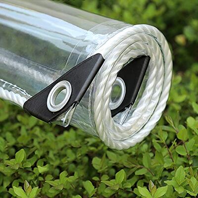 FENGSHOUU bâche, PVC, imperméable à l'eau, transparente, avec anneaux gravés, résistant aux intempéries, résistant à l'usure, pliable, 0.35mm, protection contre la pluie pour meubles de jardin, plantes, serre, niche pour chien FENGSHOUU bâche, PVC, imperméable à l'eau, transparente, avec anneaux gravés, résistant aux intempéries, résistant à l'usure, pliable, 0.35mm, protection contre la pluie pour meubles de jardin, plantes, serre, niche pour chien