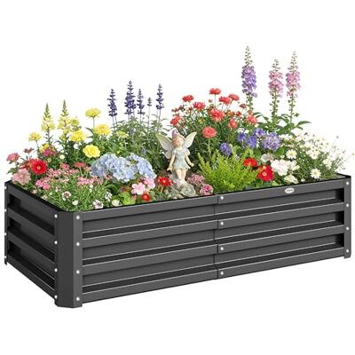 Outsunny Carré Potager de Jardin 120 x 60 x 30,5 cm Gris Outsunny Carré Potager de Jardin 120 x 60 x 30,5 cm Gris