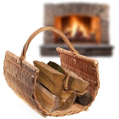 KADAX Panier de transport en bois, panier à bûches de cheminée, en osier, décoratif, avec poignée de transport, couleur naturelle pour bois, 46 x 60 x 40 cm KADAX Panier de transport en bois, panier à bûches de cheminée, en osier, décoratif, avec poignée de transport, couleur naturelle pour bois, 46 x 60 x 40 cm