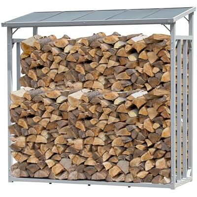 QUICK STAR Étagère à bois de cheminée XXL en aluminium 185 x 70 x 185 cm 2,3 m³ QUICK STAR Étagère à bois de cheminée XXL en aluminium 185 x 70 x 185 cm 2,3 m³