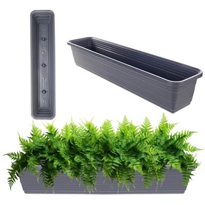 KADAX Jardinière de 80 cm Anthracite Pot de balcon en plastique résistant aux intempéries Pot de fleurs pour fleurs, herbes et plantes KADAX Jardinière de 80 cm Anthracite Pot de balcon en plastique résistant aux intempéries Pot de fleurs pour fleurs, herbes et plantes
