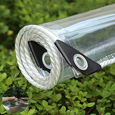 FENGSHOUU Bâche, PVC, imperméable à l'eau, transparente, avec anneaux gravés, résistant aux intempéries, résistant à l'usure, pliable, 0.35mm, protection contre la pluie, pour meubles de jardin, plantes, serre, nichoir pour chien, 1.5x3m FENGSHOUU Bâche, PVC, imperméable à l'eau, transparente, avec anneaux gravés, résistant aux intempéries, résistant à l'usure, pliable, 0.35mm, protection contre la pluie, pour meubles de jardin, plantes, serre, nichoir pour chien, 1.5x3m