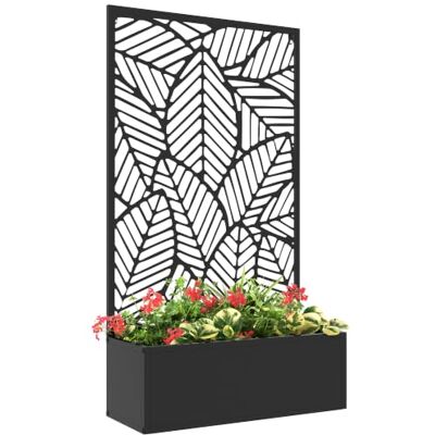 Outsunny Jardinière avec Treillis Grandes Feuilles Ajourées 61x23x113cm Brise-Vue Paravent, Jardinière Extérieure Métal, sur Pieds ou Murale, Bac à Fleurs Rectangulaire, Balcon Terrasse Noir Outsunny Jardinière avec Treillis Grandes Feuilles Ajourées 61x23x113cm Brise-Vue Paravent, Jardinière Extérieure Métal, sur Pieds ou Murale, Bac à Fleurs Rectangulaire, Balcon Terrasse Noir