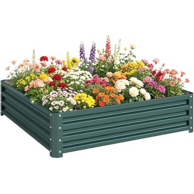 Outsunny Carré Potager de Jardin Bac Potager Métal 120x120x30cm Vert Foncé Outsunny Carré Potager de Jardin Bac Potager Métal 120x120x30cm Vert Foncé