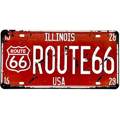 DiiliHiiri Plaque de route 66 plaque d'immatriculation américaine vintage pour bar, pub, café, garage ou atelier 30 x 15 cm (2651-39) DiiliHiiri Plaque de route 66 plaque d'immatriculation américaine vintage pour bar, pub, café, garage ou atelier 30 x 15 cm (2651-39)