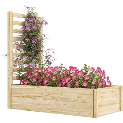 Outsunny Jardinière avec Treillis en Bois 115x60x110cm Effet Bois Naturel Outsunny Jardinière avec Treillis en Bois 115x60x110cm Effet Bois Naturel
