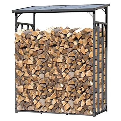 QUICK STAR Étagère à bois de cheminée en métal Anthracite 143 x 70 x 185 cm 1,8 m³ / 2,5SRM QUICK STAR Étagère à bois de cheminée en métal Anthracite 143 x 70 x 185 cm 1,8 m³ / 2,5SRM