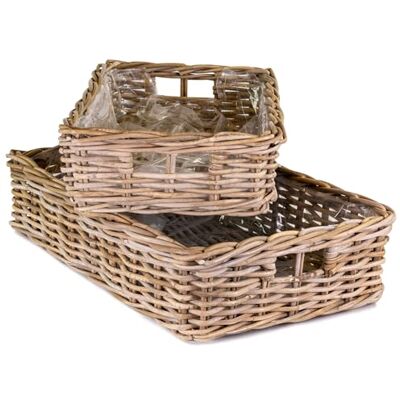 matches21 HOME & HOBBY Lot de 2 bacs à plantes en rotin 53 x 33 cm et 60 x 40 cm Paniers à plantes avec film pour l'intérieur et l'extérieur matches21 HOME & HOBBY Lot de 2 bacs à plantes en rotin 53 x 33 cm et 60 x 40 cm Paniers à plantes avec film pour l'intérieur et l'extérieur