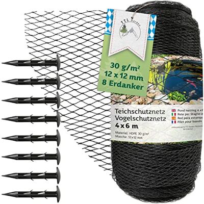 TTL GARDEN Lot de 4 filets de bassin de 6 m 30 g/m² Noir Maille TTL GARDEN Lot de 4 filets de bassin de 6 m 30 g/m² Noir Maille