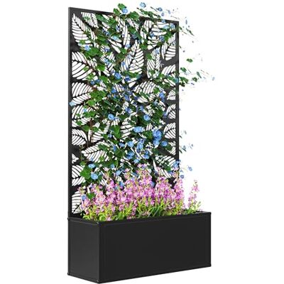 Outsunny Jardinière avec Treillis Petites Feuilles Ajourées 61x23x113cm Outsunny Jardinière avec Treillis Petites Feuilles Ajourées 61x23x113cm