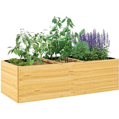 Outsunny Jardinière en Bois Carré 3 Compartiments 140x60x40cm Naturel Outsunny Jardinière en Bois Carré 3 Compartiments 140x60x40cm Naturel