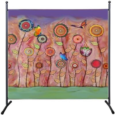 QUICK STAR Paravent extérieur résistant aux intempéries 180 x 178 cm Motif fleurs rétro Paravent intérieur Jardin et balcon Brise-vue opaque QUICK STAR Paravent extérieur résistant aux intempéries 180 x 178 cm Motif fleurs rétro Paravent intérieur Jardin et balcon Brise-vue opaque