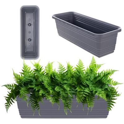 KADAX Jardinière de 50 cm Anthracite Pot de balcon en plastique résistant aux intempéries Pot de fleurs pour fleurs, herbes et plantes KADAX Jardinière de 50 cm Anthracite Pot de balcon en plastique résistant aux intempéries Pot de fleurs pour fleurs, herbes et plantes