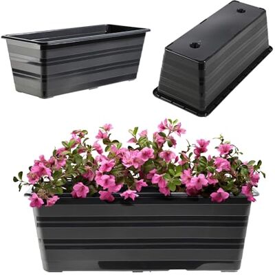 KADAX Jardinière en plastique pour balcon, résistant aux intempéries, jardinière pour fleurs, herbes, 40 cm, Anthracite KADAX Jardinière en plastique pour balcon, résistant aux intempéries, jardinière pour fleurs, herbes, 40 cm, Anthracite