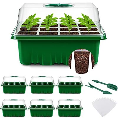 YAUNGEL Mini Serre pour Plantes, 6 Pièces 72 Cellules Intérieure Plateau Semis Bac à semis Pépinière Boîte de Culture avec Couvercle et Ventilation Durables YAUNGEL Mini Serre pour Plantes, 6 Pièces 72 Cellules Intérieure Plateau Semis Bac à semis Pépinière Boîte de Culture avec Couvercle et Ventilation Durables