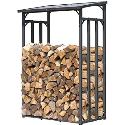 QUICK STAR Étagère à bois de cheminée en métal anthracite 130 x 70 x 185 cm Abri pour bois de cheminée 1,6 m³/bien 2 SRM QUICK STAR Étagère à bois de cheminée en métal anthracite 130 x 70 x 185 cm Abri pour bois de cheminée 1,6 m³/bien 2 SRM