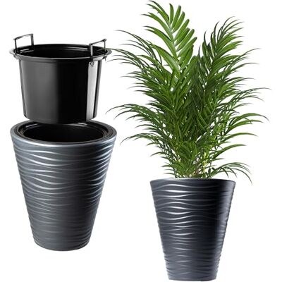 KADAX Pot de fleurs rond pour intérieur et extérieur En plastique résistant aux intempéries Pour fleurs, maison, jardin, balcon Diamètre 40 cm Anthracite KADAX Pot de fleurs rond pour intérieur et extérieur En plastique résistant aux intempéries Pour fleurs, maison, jardin, balcon Diamètre 40 cm Anthracite