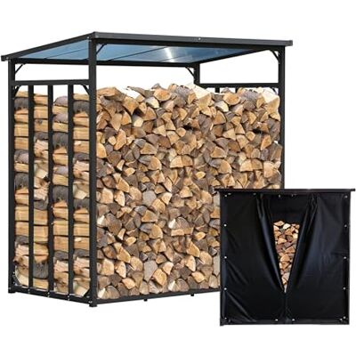 QUICK STAR Étagère à bois de cheminée en métal anthracite XXL 185 x 100 x 185 cm XXXL avec protection contre les intempéries Abri de jardin 3,5 m³ Aide à l'empilage extérieur QUICK STAR Étagère à bois de cheminée en métal anthracite XXL 185 x 100 x 185 cm XXXL avec protection contre les intempéries Abri de jardin 3,5 m³ Aide à l'empilage extérieur