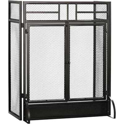 HOMCOM Pare-étincelles grille de protection pour cheminée Pare-feu Noir Barrière de Sécurité, 3 Volets Pliables, Porte, Métal HOMCOM Pare-étincelles grille de protection pour cheminée Pare-feu Noir Barrière de Sécurité, 3 Volets Pliables, Porte, Métal