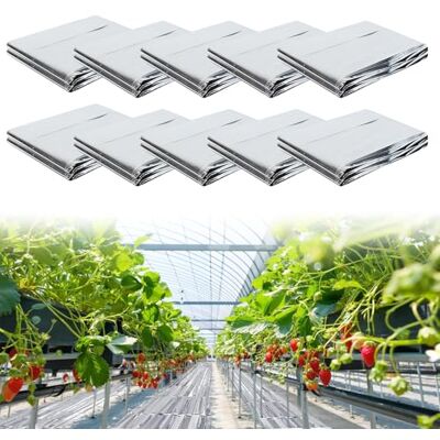 PORFOYO Lot de 10 films réfléchissants pour plantes 160 x 210 cm Mylar hautement réfléchissant Film argenté Pour urgences extérieures et serres PORFOYO Lot de 10 films réfléchissants pour plantes 160 x 210 cm Mylar hautement réfléchissant Film argenté Pour urgences extérieures et serres