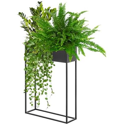 KADAX Grande jardinière en acier noir, support de fleurs pour intérieur et extérieur, parterre de fleurs (hauteur : 90 cm) KADAX Grande jardinière en acier noir, support de fleurs pour intérieur et extérieur, parterre de fleurs (hauteur : 90 cm)