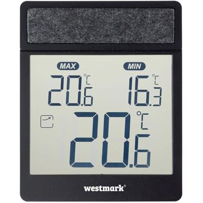 Westmark Thermomètre de fenêtre numérique – Thermomètre extérieur avec heure, alerte gel, tendance de température, min/max, étanche IP44, pour jardin, serre et extérieur – ABS Westmark Thermomètre de fenêtre numérique – Thermomètre extérieur avec heure, alerte gel, tendance de température, min/max, étanche IP44, pour jardin, serre et extérieur – ABS