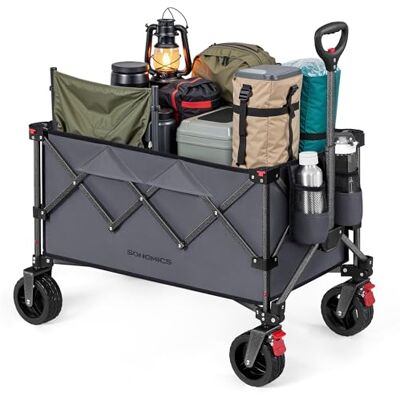SONGMICS chariot à main pliable, 150 L, capacité de charge jusqu'à 150 kg, chariot de jardin, chariot de camping avec poignée, 4 roues amovibles, peu encombrant, extérieur, gris ardoise GFW115G01 SONGMICS chariot à main pliable, 150 L, capacité de charge jusqu'à 150 kg, chariot de jardin, chariot de camping avec poignée, 4 roues amovibles, peu encombrant, extérieur, gris ardoise GFW115G01