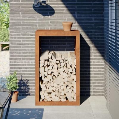 Sufrk Étagère à bois 60 x 40 x 100 cm en acier Corten, porte-bûches d'extérieur, pour bois de chauffage, robuste empileur en bois, étagère porte-bûches de chauffage Sufrk Étagère à bois 60 x 40 x 100 cm en acier Corten, porte-bûches d'extérieur, pour bois de chauffage, robuste empileur en bois, étagère porte-bûches de chauffage