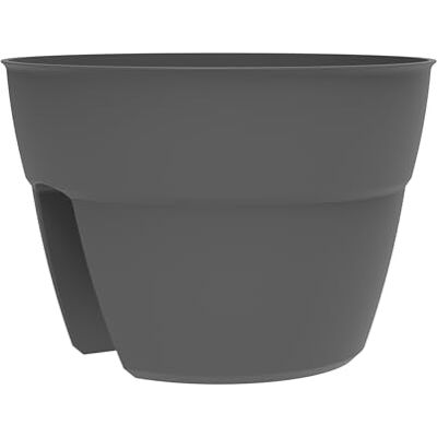 EDA Pot Cavalier Osaka 8 L Système de Fixation Simple et Breveté pour Balcons et Rambardes Ø 30,6 x H.20,6 cm Gris Anthracite EDA Pot Cavalier Osaka 8 L Système de Fixation Simple et Breveté pour Balcons et Rambardes Ø 30,6 x H.20,6 cm Gris Anthracite