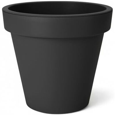 Spetebo Pot de fleurs rond en plastique Taille L 38 cm Anthracite Pour l’extérieur et l’intérieur Spetebo Pot de fleurs rond en plastique Taille L 38 cm Anthracite Pour l’extérieur et l’intérieur
