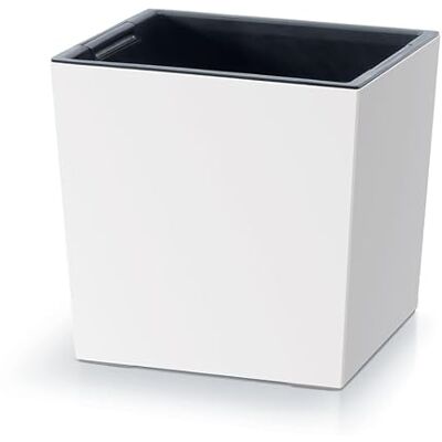 Prosperplast Pot de fleurs 2 en 1 avec pot intérieur En plastique Carré 24 x 24 x 23,5 cm Blanc Prosperplast Pot de fleurs 2 en 1 avec pot intérieur En plastique Carré 24 x 24 x 23,5 cm Blanc