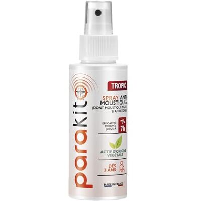BIOSYNEX PARAKITO Spray Anti-Moustique Tropical Répulsif Moustiques et Tiques Dès 3 Ans Sans DEET Sans Alcool Fabriqué en France 100 ml BIOSYNEX PARAKITO Spray Anti-Moustique Tropical Répulsif Moustiques et Tiques Dès 3 Ans Sans DEET Sans Alcool Fabriqué en France 100 ml