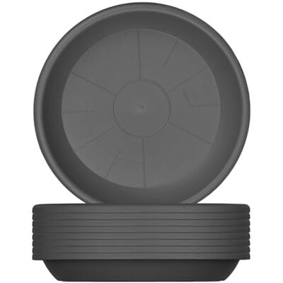 BigDean Lot de 9 dessous de pot de fleurs en plastique Anthracite 29 cm BigDean Lot de 9 dessous de pot de fleurs en plastique Anthracite 29 cm