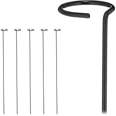Relaxdays Lot de 6 tiges de plantes en métal, avec anneau, tiges en métal, 80 cm de long, noir, acier Relaxdays Lot de 6 tiges de plantes en métal, avec anneau, tiges en métal, 80 cm de long, noir, acier
