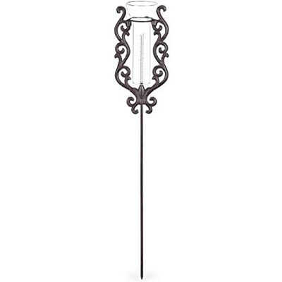 Relaxdays Pluviomètre vintage, avec piquet, décore l'extérieur, antique, 12cm, 5 inches verre, métal, orné, bronze Relaxdays Pluviomètre vintage, avec piquet, décore l'extérieur, antique, 12cm, 5 inches verre, métal, orné, bronze
