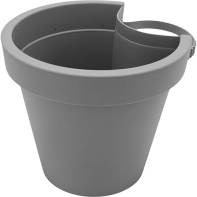 Spetebo Pot de fleurs rond en plastique avec sangle de fixation et trou de drainage 24 x 21 cm Gris Spetebo Pot de fleurs rond en plastique avec sangle de fixation et trou de drainage 24 x 21 cm Gris