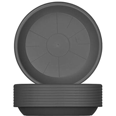 BigDean Lot de 9 dessous de pot de fleurs en plastique Anthracite 34 cm BigDean Lot de 9 dessous de pot de fleurs en plastique Anthracite 34 cm