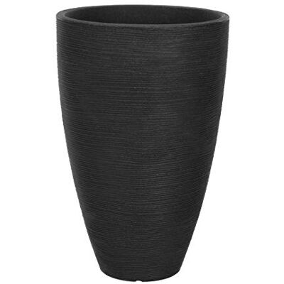 Spetebo Pot de fleurs rond en plastique au design rainuré 39,5 x 31 cm Pour l'intérieur et l'extérieur Spetebo Pot de fleurs rond en plastique au design rainuré 39,5 x 31 cm Pour l'intérieur et l'extérieur