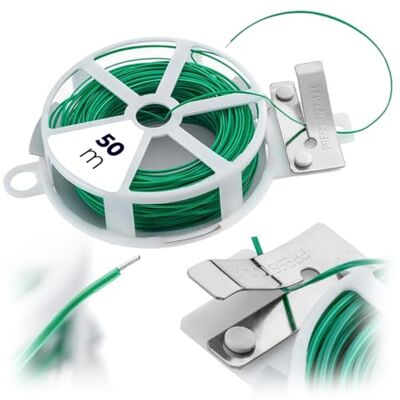 KADAX Fil de jardin avec coupe-bordure intégré, 50 mètres, fil de liaison vert sur bobine, fil pour plantes pour fixer les plantes dans le jardin, fil de fleurs (1 pièce) KADAX Fil de jardin avec coupe-bordure intégré, 50 mètres, fil de liaison vert sur bobine, fil pour plantes pour fixer les plantes dans le jardin, fil de fleurs (1 pièce)