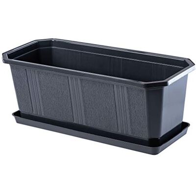 KADAX Jardinière avec soucoupe Pot de fleurs rectangulaire en plastique Pot de fleurs pour intérieur et extérieur Fleurs, balcon, terrasse, rebord de fenêtre (40 cm, anthracite) KADAX Jardinière avec soucoupe Pot de fleurs rectangulaire en plastique Pot de fleurs pour intérieur et extérieur Fleurs, balcon, terrasse, rebord de fenêtre (40 cm, anthracite)
