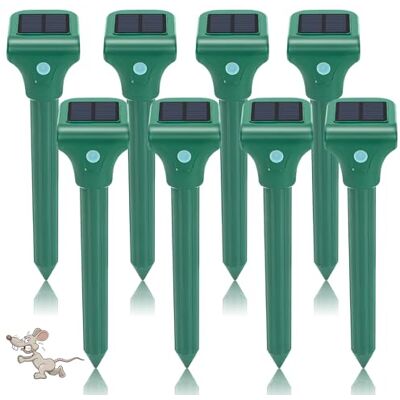 Alikguu Lot de 8 répulsifs anti-taupes à ultrasons étanches IP65 pour pelouse, jardin, cour Alikguu Lot de 8 répulsifs anti-taupes à ultrasons étanches IP65 pour pelouse, jardin, cour