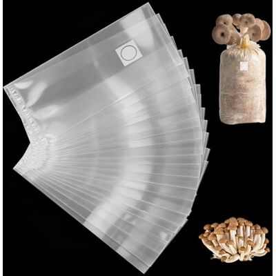 Riisoyu Lot de 20 sacs de culture de champignons, 18 x 35 cm, avec trous de respiration de 0,2 microns, résistants à la déchirure, solides et transparents, pour champignons, pleurotes, champignons Riisoyu Lot de 20 sacs de culture de champignons, 18 x 35 cm, avec trous de respiration de 0,2 microns, résistants à la déchirure, solides et transparents, pour champignons, pleurotes, champignons